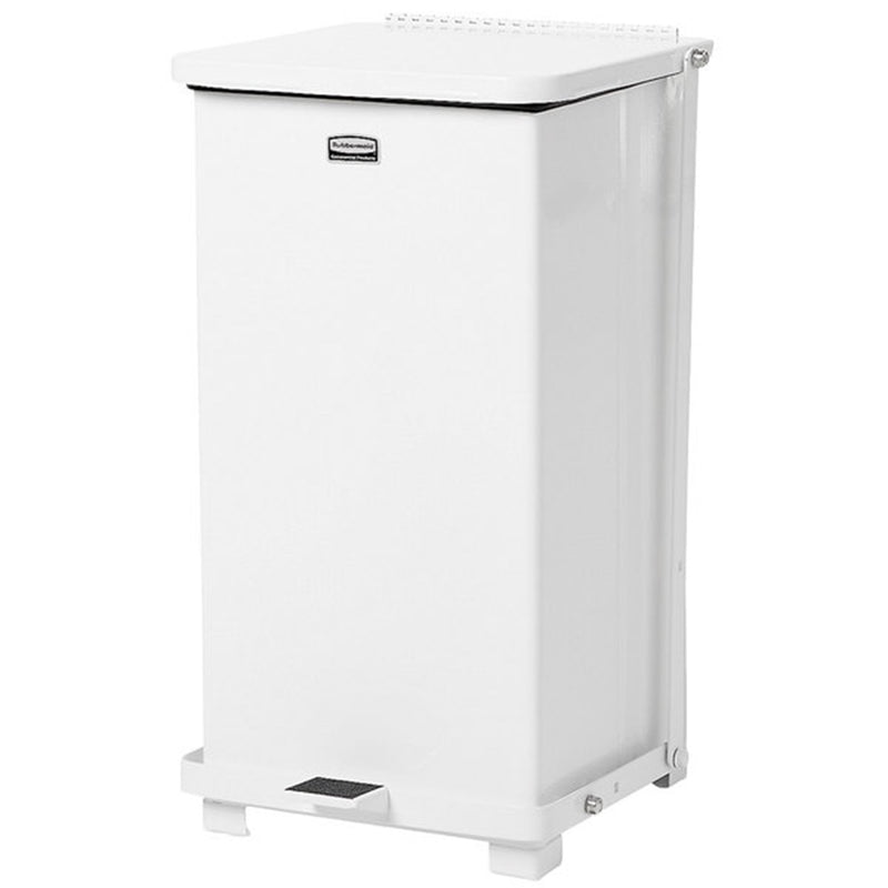 CAN, TRASH RUBBERMAID DEFENDERSTEEL STEP ON SQ WHT 12GL (Waste Receptacles) - Img 1