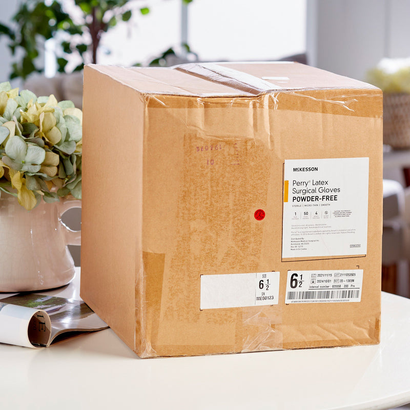 McKesson Perry® Latex Surgical Glove, Size 6.5, Brown, 1 Box of 50 () - Img 10