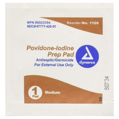 dynarex® Povidone-Iodine Prep Pad, Antiseptic, Non-Woven, 1 Box of 100 (Skin Care) - Img 2