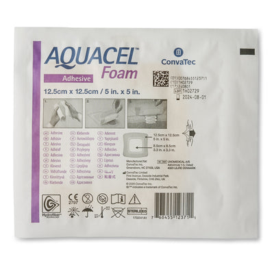 Aquacel® Silicone Adhesive with Border Silicone Foam Dressing, 5 x 5 Inch, 1 Box of 10 (Advanced Wound Care) - Img 1