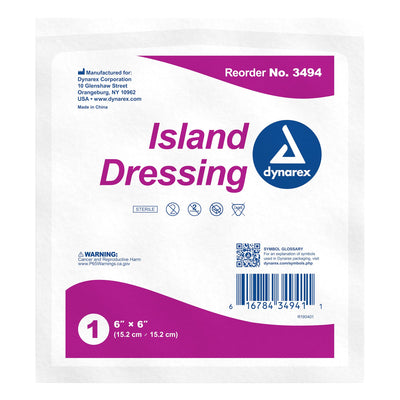 dynarex® White Adhesive Dressing, 6 x 6 Inch, 1 Case of 150 () - Img 1