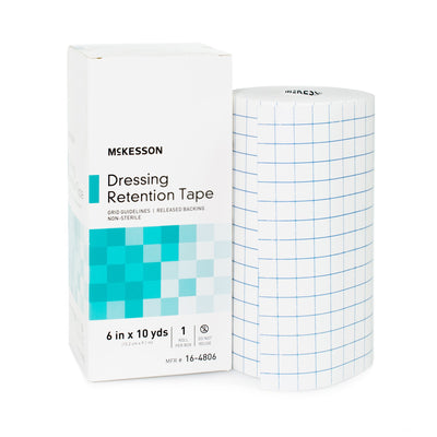 McKesson Nonwoven Fabric / Printed Release Paper Dressing Retention Tape, 6 Inch x 10 Yard, White, 1 Box (General Wound Care) - Img 1