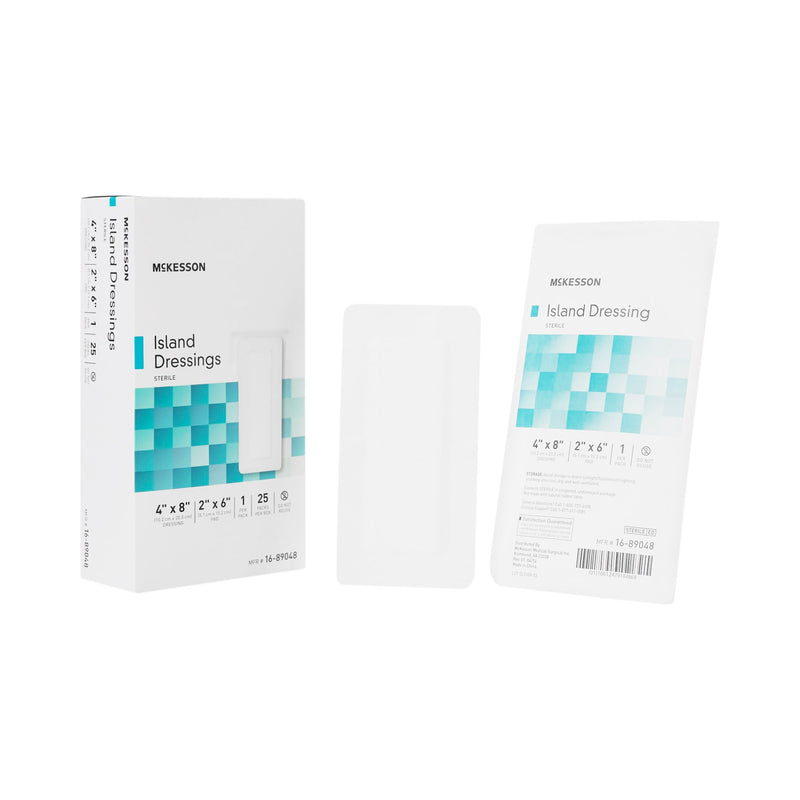 McKesson White Adhesive Dressing, 4 x 8 Inch, 1 Box of 25 (General Wound Care) - Img 1