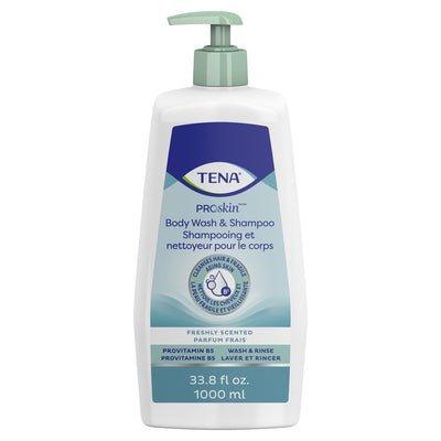Tena Unscented Shampoo and Body Wash, Pump Bottle, 1,000 mL, 1 Case of 8 (Hair Care) - Img 1