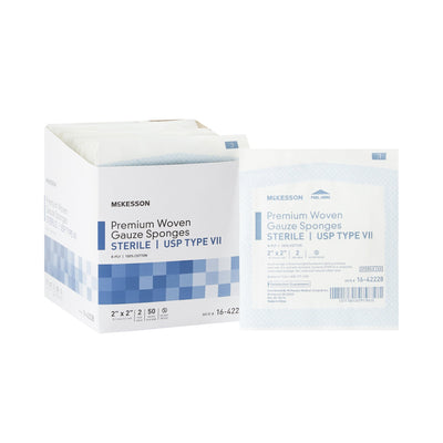 McKesson Sterile USP Type VII Gauze Sponge, 2 x 2 Inch, 1 Box of 50 (General Wound Care) - Img 1