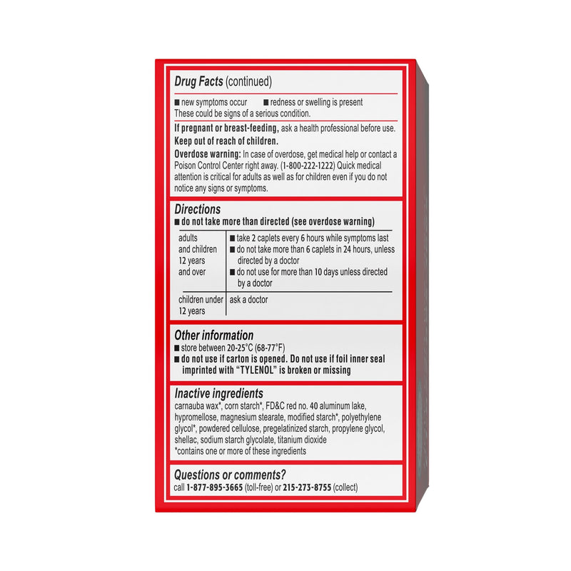 Tylenol® Extra Strength Acetaminophen Pain Relief, 1 Box (Over the Counter) - Img 5