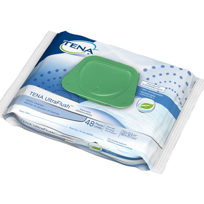 Tena UltraFlush Flushable Personal Wipes, 1 Pack of 48 (Skin Care) - Img 1