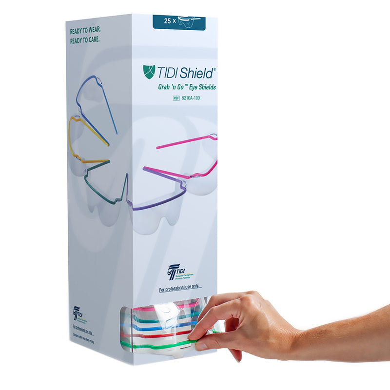 TIDIShield® Grab ‘n Go™ Eye Shields with Dispenser, 1 Case of 4 (Glasses and Goggles) - Img 1