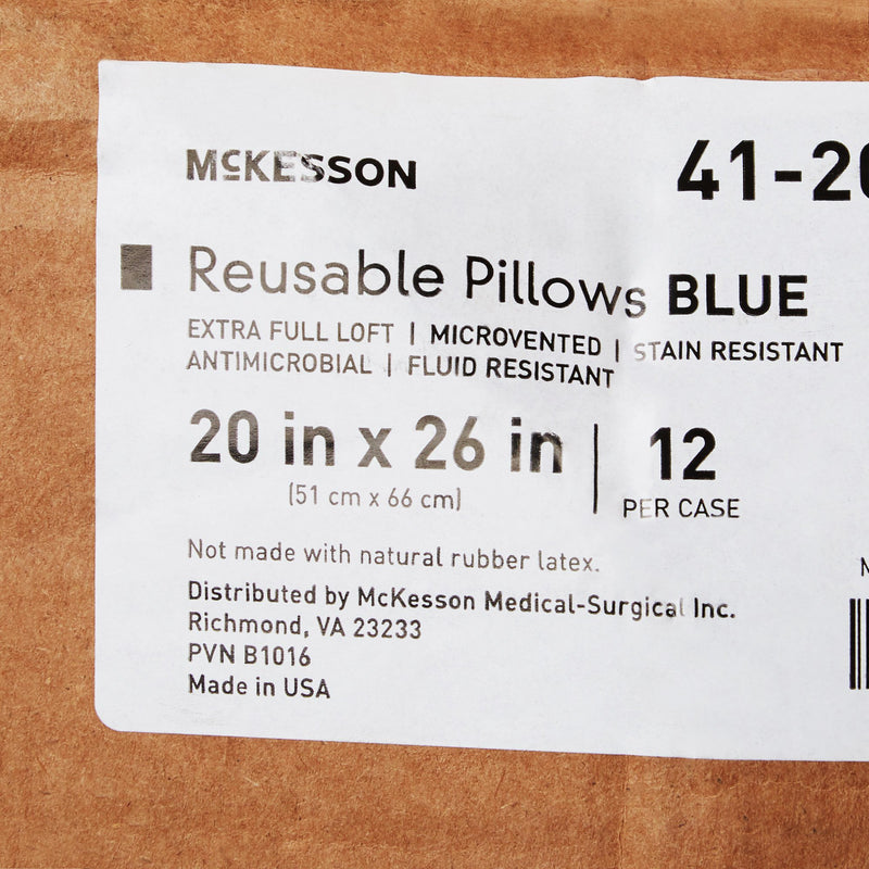 McKesson Reusable Bed Pillow, 20 x 26 Inch, Blue, 1 Box of 12 (Pillows) - Img 2