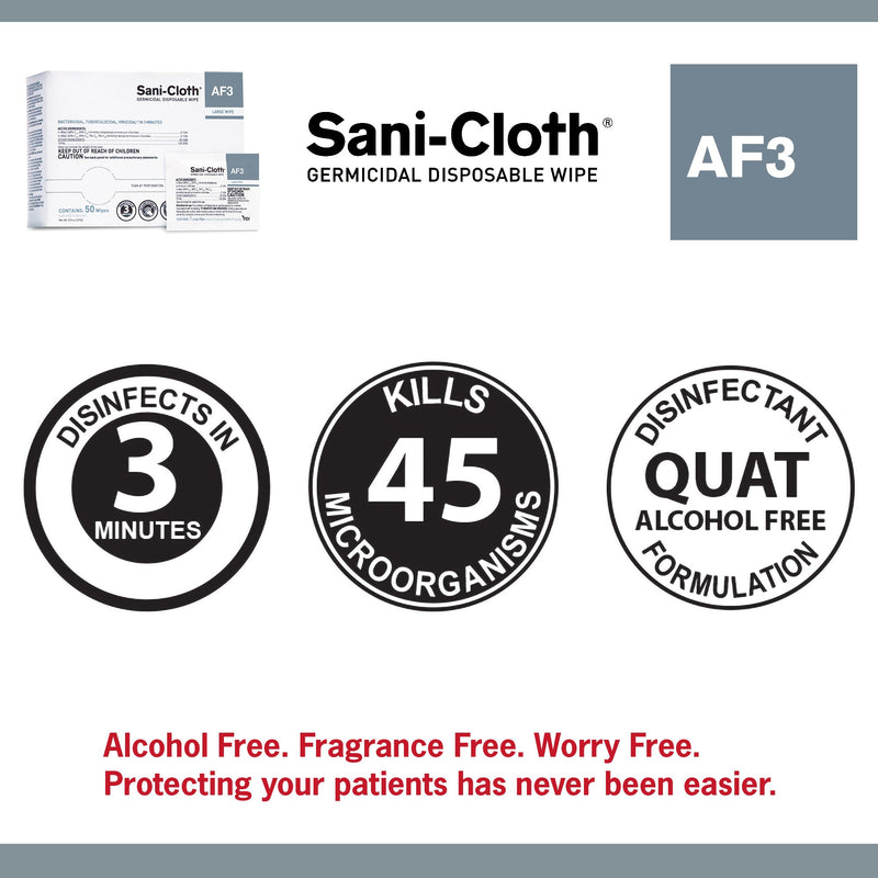 Sani-Cloth® AF3 Surface Disinfectant Cleaner Wipe, Large Individual Packet, 1 Box of 50 (Cleaners and Disinfectants) - Img 3