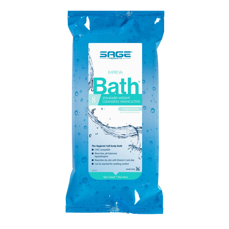 Sage Comfort Bath Rinse-Free Wipes, Aloe, Unscented, Soft Pack, 1 Case of 60 (Skin Care) - Img 2