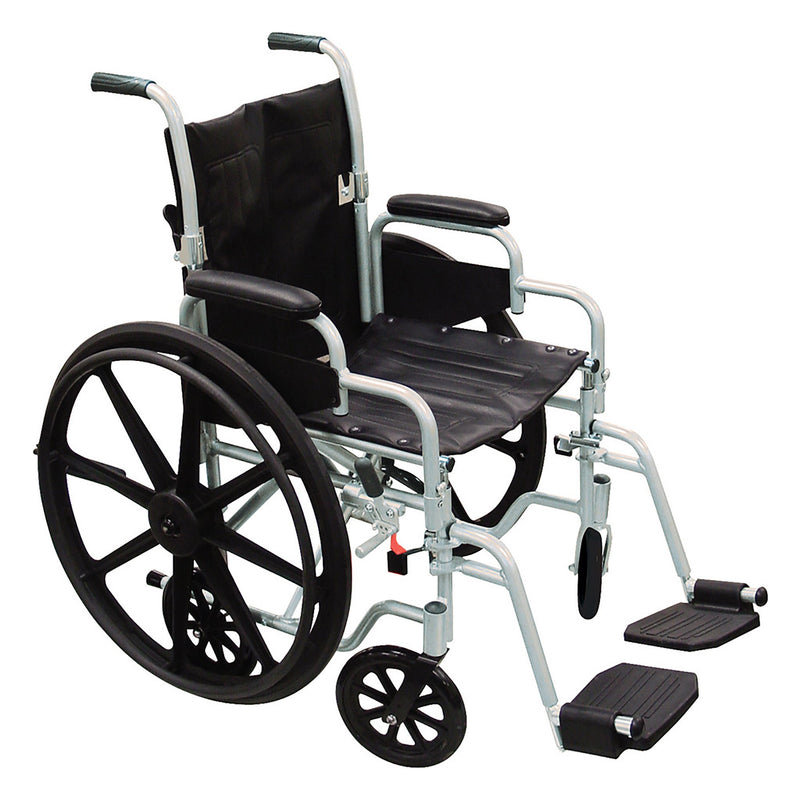 drive™ Poly-Fly High Strength Lightweight Wheelchair / Flyweight Transport Chair, Black with Silver Finish, 1 Each (Mobility) - Img 1