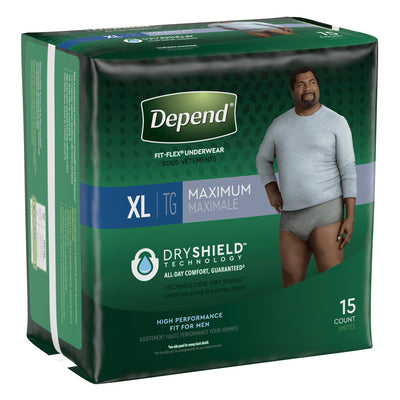 Depend FIT-FLEX Absorbent Underwear for Men, 44" to 64" Waist, X-Large, 1 Case of 30 () - Img 3