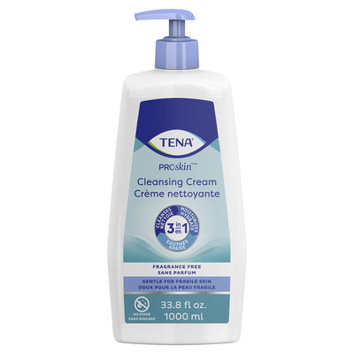 Tena® Body Wash Cleansing Cream, Alcohol-Free, 3-in-1 Formula, Unscented, 1,000 ml, Pump Bottle, 1 Case of 8 (Skin Care) - Img 1