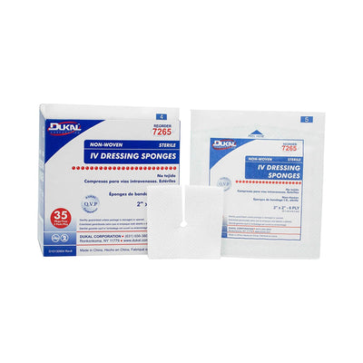 Dukal Sterile I.V. / Drain Split Dressing, 2 x 2 Inch, 1 Box of 35 (General Wound Care) - Img 1