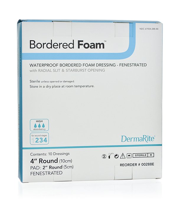 BorderedFoam® Adhesive with Border Foam Dressing, 4-Inch Round, 1 Box of 10 (Advanced Wound Care) - Img 2