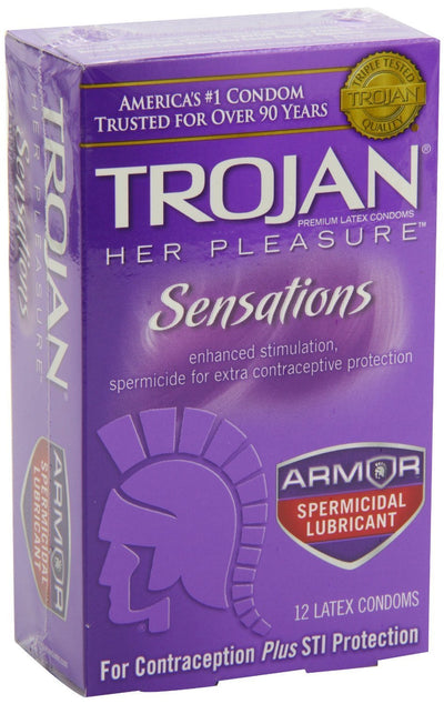 Trojan® Her Pleasure® Latex Condom, Lubricated, 1 Box (Over the Counter) - Img 1