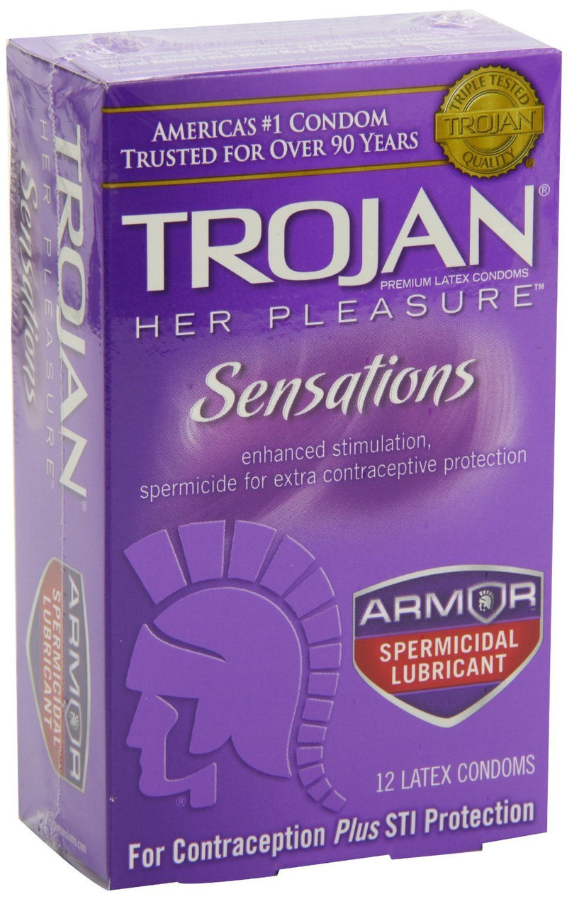 Trojan® Her Pleasure® Latex Condom, Lubricated, 1 Box (Over the Counter) - Img 1