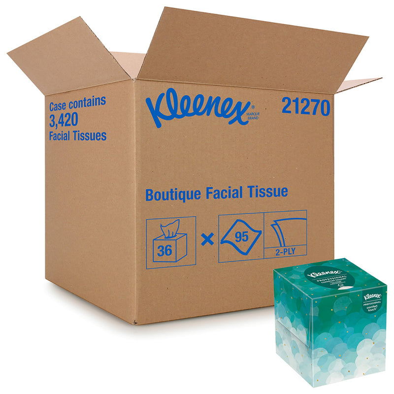 Kleenex Facial Tissue, 2-Ply, Cube Container, Boutique White, 8-2/5" X 8-2/5", 1 Case of 36 (Facial Tissues) - Img 3