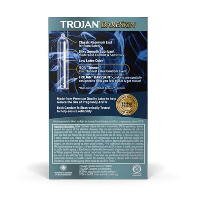 Trojan® BareSkin Lubricated Latex Condom, 1 Box of 10 (Over the Counter) - Img 2