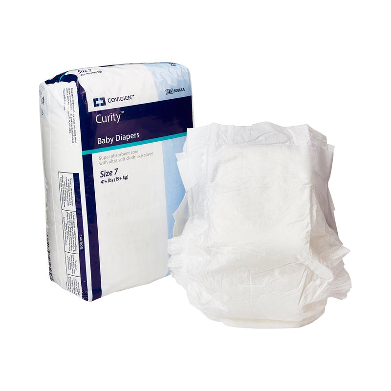 Curity Unisex Baby Diapers, Heavy Absorbency, Disposable, Size 7, 41+ LBS, 1 Bag of 16 () - Img 1