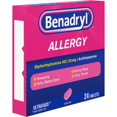 Benadryl® Allergy Ultratabs® Diphenhydramine Allergy Relief, 1 Box of 24 (Over the Counter) - Img 2