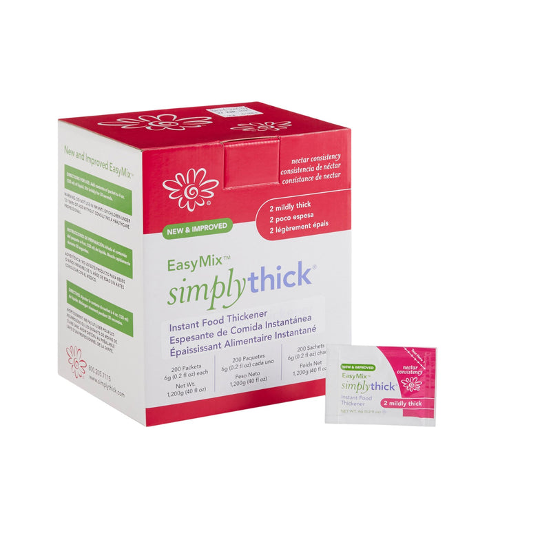 EasyMix SimplyThick Nectar Consistency Instant Food and Beverage Thickener, 6-gram Packet, 1 Box of 200 (Nutritionals) - Img 1