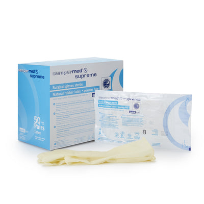 Sempermed® Supreme Latex Surgical Glove, Size 8, Ivory, 1 Case of 300 () - Img 1