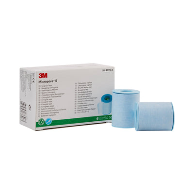 3M™ Micropore™ S Silicone Medical Tape, 2 Inch x 5-1/2 Yard, Blue, 1 Box of 6 (General Wound Care) - Img 1