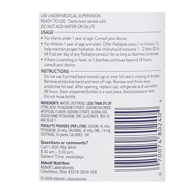 Pedialyte® Grape Oral Electrolyte Solution, 1 Liter, 1 Each () - Img 4