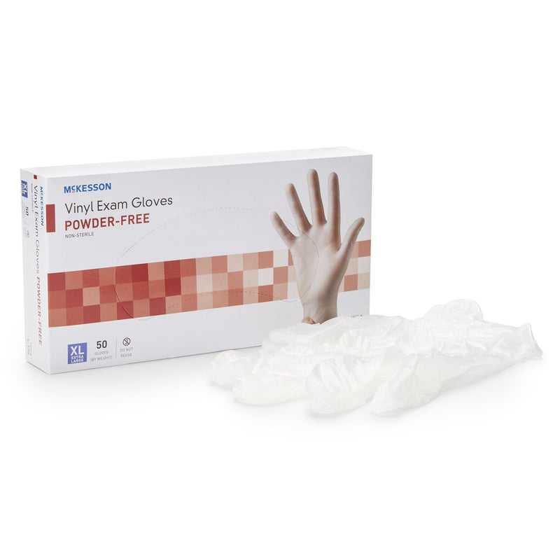 McKesson Confiderm® Vinyl Exam Glove, Extra Large, Clear, 1 Box of 50 () - Img 1