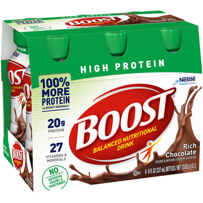 Boost® High Protein Chocolate Oral Supplement, 8 oz. Bottle, 1 Pack of 6 (Nutritionals) - Img 1