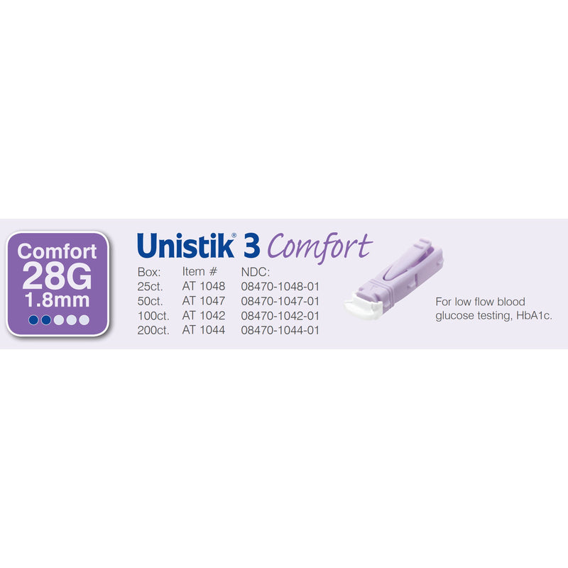 Unistik® 3 Comfort Safety Lancet, 1 Box of 200 (Diabetes Monitoring) - Img 3