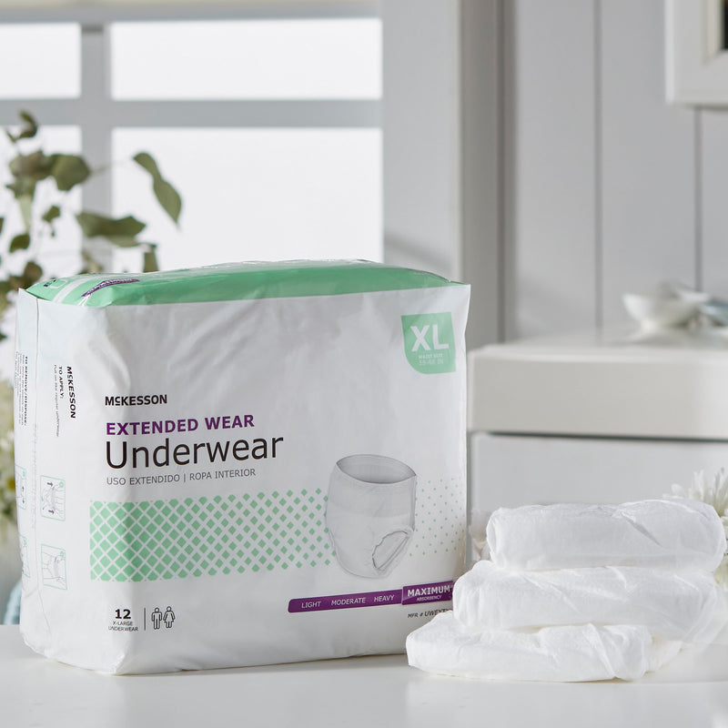 McKesson Extended Wear Maximum Absorbent Underwear, Extra Large, 1 Bag of 12 () - Img 10