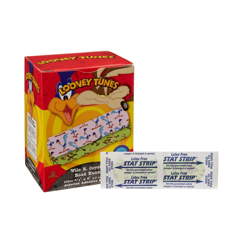 Looney Tunes™ Stat Strip® Adhesive Strip, ¾ x 3 Inch, 1 Box of 100 (General Wound Care) - Img 1