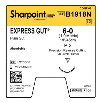 SUTURE, GUT PLAIN 6-0 P-3 (12/BX) (Sutures with Needles) - Img 2