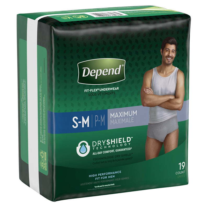 Depend FIT-FLEX Absorbent Underwear for Men, Small/Medium, Pull-On, Gray, Disposable, 1 Case of 38 () - Img 3