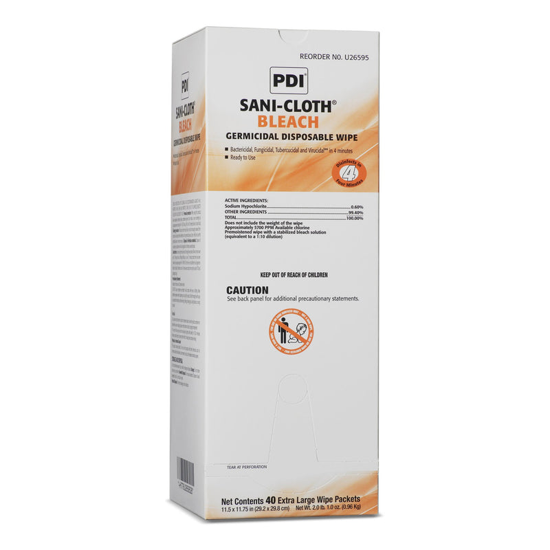 Sani-Cloth® Surface Disinfectant Cleaner Bleach Wipe, 40 Individual Packets per Box, 1 Case of 120 (Cleaners and Disinfectants) - Img 1