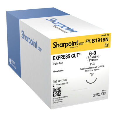 SUTURE, GUT PLAIN 6-0 P-3 (12/BX) (Sutures with Needles) - Img 1