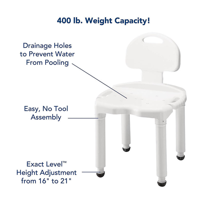 Carex Universal Bath Seat with Back, 400-lb Capacity, 1 Each (Commode / Shower Chairs) - Img 4