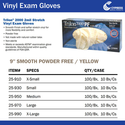 Trilon 2000® PF with MC3® Stretch Vinyl Standard Cuff Length Exam Glove, Large, Ivory, 1 Box of 100 () - Img 3