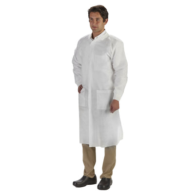 COAT, LAB LABMATES 3PCKT KNIT COLLAR CUFFS WHT 2XLG (10/BG) (Coats and Jackets) - Img 1