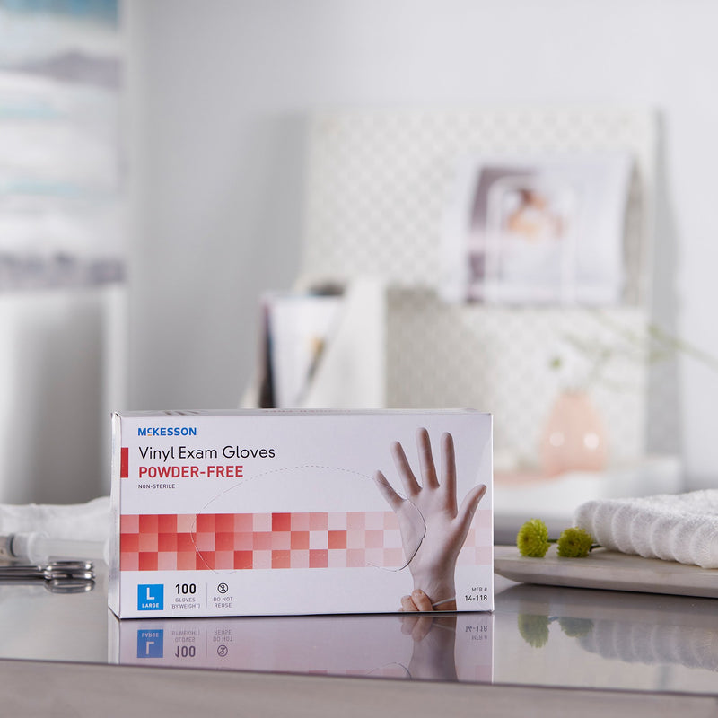 McKesson Vinyl Exam Glove, Large, Clear, 1 Box of 100 () - Img 10