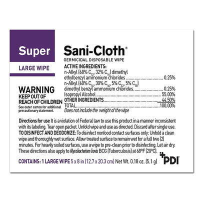 Super Sani-Cloth® Surface Disinfectant Wipe, Individual Wipe, 1 Box of 50 (Cleaners and Disinfectants) - Img 2