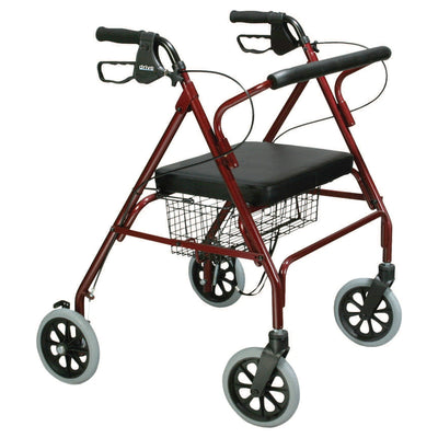 drive™ Go-Lite Bariatric 4 Wheel Rollator, Red, 1 Each (Mobility) - Img 1