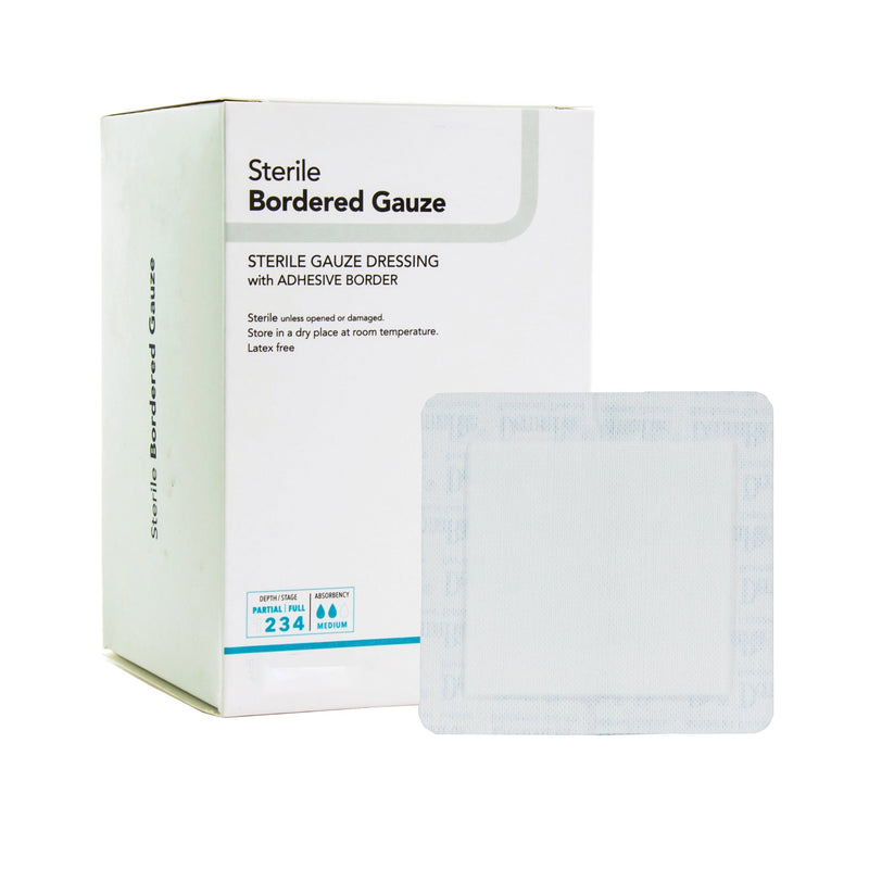 DermaRite® Bordered Gauze White Adhesive Dressing, 2 x 2 Inch, 1 Box of 50 () - Img 1