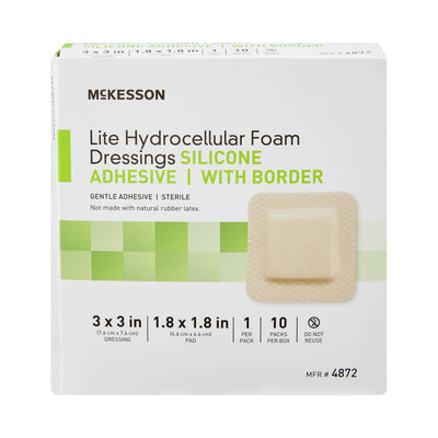 McKesson Lite Silicone Gel Adhesive with Border Thin Silicone Foam Dressing, 3 x 3 Inch, 1 Box of 10 (Advanced Wound Care) - Img 2