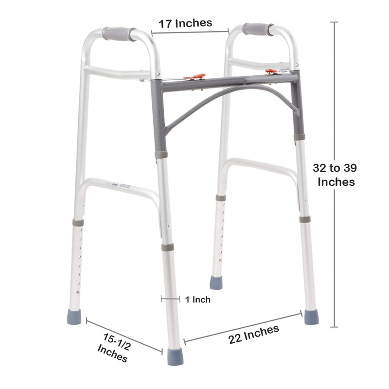 McKesson Aluminum Folding Walker, 32 – 39 Inch Height, 1 Each (Mobility) - Img 4