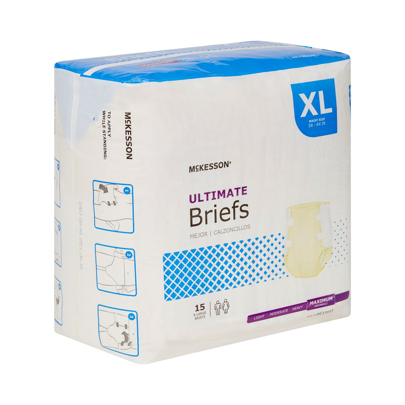 McKesson Ultimate Maximum Absorbency Incontinence Brief, Extra Large, 1 Bag of 15 () - Img 5