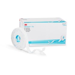 3M™ Multipore™ Dry Dressing Retention Tape with Liner, 1/2 Inch x 5-1/2 Yard, White, 1 Box of 12 (General Wound Care) - Img 1